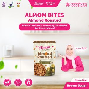 Almom Roasted  - Kacang Almond Panggang Sehat 30gr | Camilan Ringan untuk Bumil & Busui Bantu Stimulasi ASI Lancar dan Melimpah