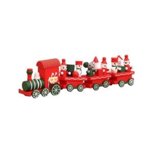 Hand Carved Wooden Holiday Train Display Toy Ornament For Seasonal Home Decoration And Decorative Kids Room Accent