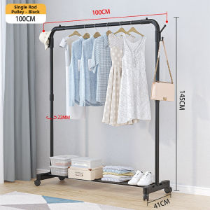 CLEAN STORE Stainless Steel Clothes Rack - Bottom Storage Shelf Reinforced & Foldable with 360° Casters