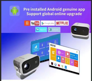 New projector K6 Android projector 1080P supports 4k 2.4G/5G/WiFi6+Bluetooth trapezoidal effect bedroom HD home projector can project ceiling 360° rotating large screen projector