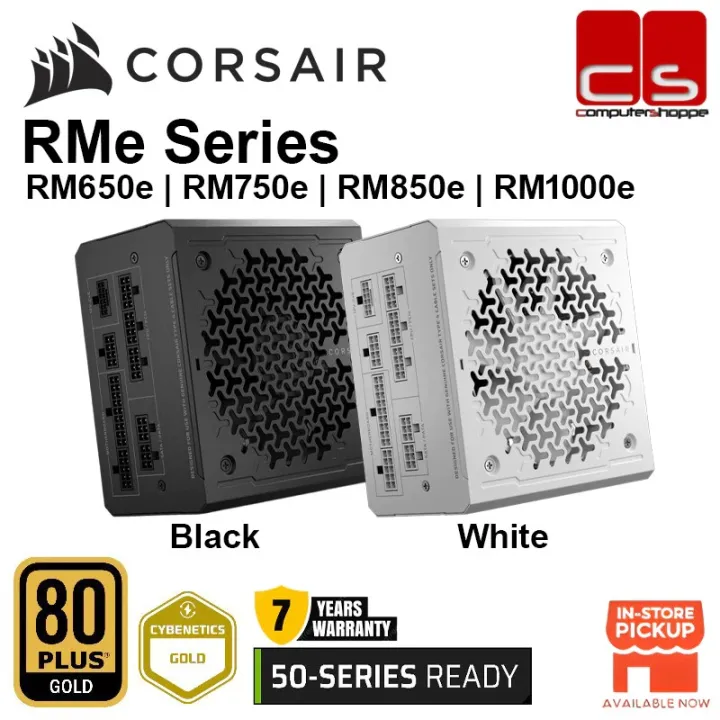 Corsair RMe Series Fully Modular Low-Noise ATX 3.1 Power Supply - RM750e/RM850e/RM1000e (80 PLUS GOLD/Cybernetics GOLD)