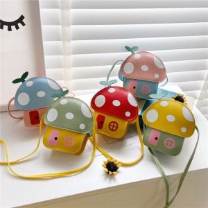 LBNDAC Mushroom House Kids Messenger Bag Case Cover Protective Coin Shoulder Bag Mobile Phone Arm Strap PU Mushroom Phone Bag Mobile Phone Accessories