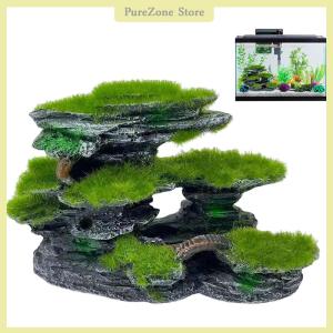 [PureZone] หินวิวภูเขาสำหรับพิพิธภัณฑ์สัตว์น้ำหินวิวอควาเรียมมอสเซดที่หลบภัยใต้น้ำของตกแต่งตู้ปลาเรซินขนาดใหญ่