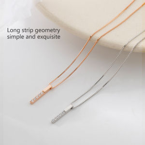【COD】Korean Style Gold-plated Geometric Zircon Clavicle Chain Minimalist Elegant Necklace Fashion for Women Aesthetic Personality Rectangular Pendant Jewelry Gifts Accessories
