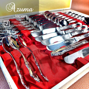 [Hàng Hiệu Japan 100%New] - AZUMA -  Full 24 Món Dao Muỗng Nĩa Cao Cấp Phiên Bản Giới Hạn - Hoa Hồng Dập Nổi
