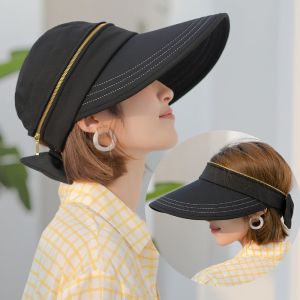 COSE Summer Female Ladies Travel Big Brim Empty Top Bowknot Bucket Hat Fisherman Hat Women Cap Removable Sun Hat