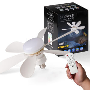 E27โคมไฟพัดลมติดเพดาน LED 30วัตต์พร้อมรีโมทควบคุมแสงเหมาะสำหรับห้องนั่งเล่นเรียนใช้ในครัวเรือน85-265โวลต์