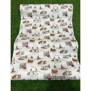 Wallpaper Dinding Stiker Motif Bata Merah / Daun Hijau / Bunga shaby/ Motif Batik UKURAN 45CMX10M