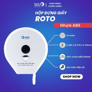 Hộp đựng giấy vệ sinh cuộn lớn cao cấp ROTO | THẾ GIỚI GIẤY | Chất liệu ABS màu trắng | Bảo hành 12 Tháng | RT3203A | giá rẻ | cam kết hàng chất lượng