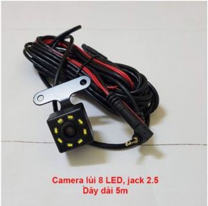 Camera lùi 8 led loại jack 2.5mm 5 chân đấu nối với camera hành trình