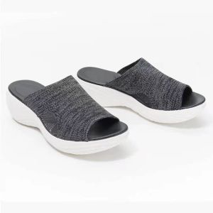 [Free Shipping] Plus-Size WomenS Slippers 2026 Summer New Style Flat Fish-Mouth Mesh Breathable WomenS Outdoor Slippers