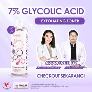 Toner brightening 7% Glycolic Acid pemutih area slengki dan keti