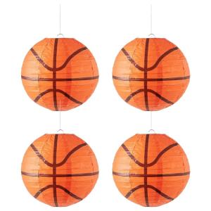 4Pcs Basketball Lanterns 8/12Inch Hanging Decorations for Sport Themed Parties and Festival Event Gathering