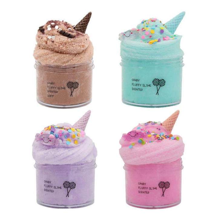 200ml Cotton Candy Cloud Ice Cream cone Slime Swirl Scented-clay Toy ...