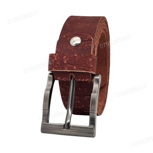 Thắt lưng da bò thô  DHM-536 | Khoá kim chì màu xám tro thời trang | Bảo hành 12 tháng