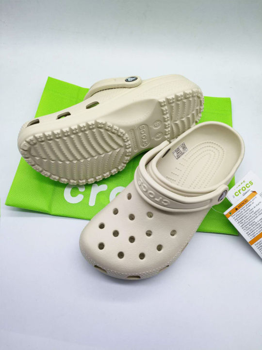 Crocs classic clog bone white unisex for man woman sandals with ecobag