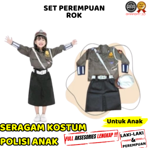 Baju Polantas Atribut Agustusan Fashion Show Polisi Anak Polwan Pocil Full Aksesories Laki Perempuan