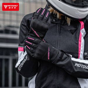 MOTOWOLF Motorcycle Gloves Riding Gear For Women Riding Full Finger Motorbike Gloves Touch Screen Design Protection Racing Black Pink