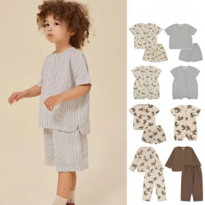 2026 Summer KS Baby Boys Cartoon Printed T Shirts Shorts Sets Kids Cotton Clothes Newborn Sailboat Jumpsuit Homewear Suits 1-6Y2026