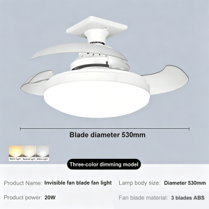 CANMEIJIA Ceiling Fan LED Ceiling Light 2 IN 1 with Remote Control 3-Speeds 3-Color Adjustable E27 Lamp Holder Ceiling Fan Light