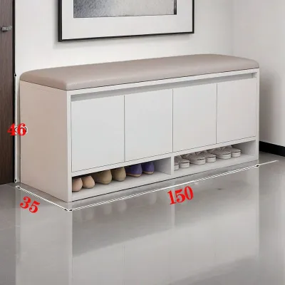 Solid Wood Entryway Shoe Bench Flip Storage Ottoman with Soft Cushion for Hallway