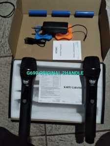 G690 ORIGINAL Mic SUPER KARAOKE Microphone Double Wireless HOMIC Mikrofon Microphone Double Vokal DJ