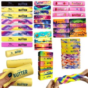 WARM STOP Creative Halloween Squishy Toy Super Soft Colorful Butter Stick Squeezing Toy Butter Stick Pinch Funny Sensory Stress Stick Office
