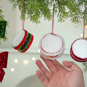 Set Of 4 Festival Drum Tree Decorations Soft Fabric Foam Materials Pendant Christmas Hanging Ornament For Indoor