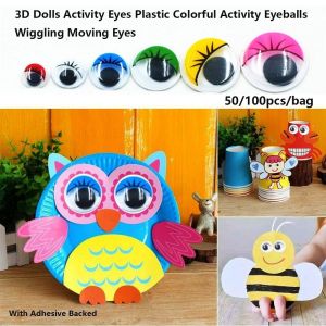 YUDESHUI 50/100pcs/bag 3D Mắt hoạt động của búp bê Nhựa có lông mi Những con mắt hoạt động đầy màu sắc Chất lượng cao Có lớp keo dán Trường mẫu giáo tự làm