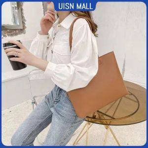 UISNMALL # S3018 2-in-1 high-end large capacity shoulder bag for womens retro commuter texture tote bag