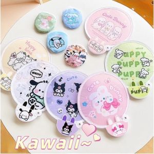 Kawaii Sanrio Anime Hand Fans Cartoon Series HelloKitty My Melody Kuromi Cinnamoroll Portable Folding Fan Kids Gifts Household Goods