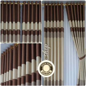Gorden Blackout ATAS BAWAHSalur Tirai Jendela Minimalis Pintu Kamar Kain Super Tebal Serat Beludru Salur Import Model Semokring 12 Ring Polos Corak Embos