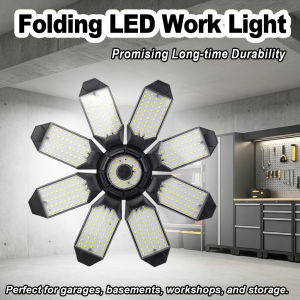 20000 Lumens LED Garage Lights 200W Super Bright Deformable Ceiling Lamp 8 Leaves 6500K Daylight White E27 Socket Shop Lighting For Indoor Gym Warehouse Basement