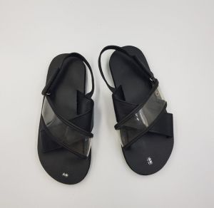 xăng đan đế bằng nam nữ A9 đen 1 chéo trong suốt -xăng đan học xinh