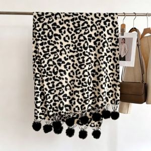 OWNNEW Thiết kế hai  Khăn len giả cashmere Chất liệu mềm mại ấm áp Kích thước lớn Khăn choàng Sành điệu Viền tua rua Pom Pom Khăn quàng thời trang Dành cho phụ nữ