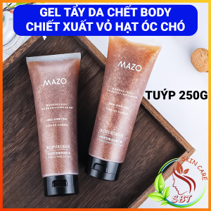 Gel Tẩy Tế Bào Da Chết Body MAZO Làm Mềm Lớp Da Sừng Loại Bỏ Da Chết Dưỡng Ẩm Sáng Da – Có Chứa Vỏ Hạt Óc Chó Tuýp Lớn 250gram
