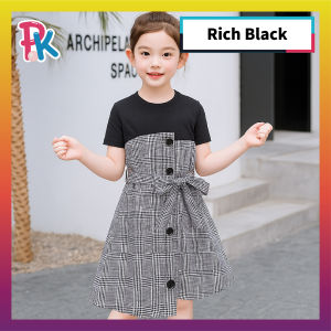 [4-8±Yrs] Gaun Kanak Retro Korea Dress Budak Perempuan Kids Dress Girl Cotton Breathable Soft Kids Korean Style