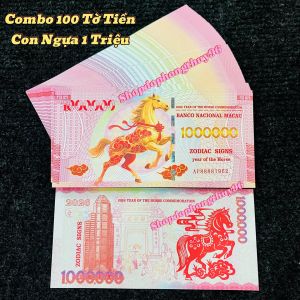 [Sỉ 100 Tờ] Tiền Hình Con Ngựa 1 Triệu Patacas MaCao Lưu Niệm - Lì Xì Tết 2026 Mã Đáo Thành Công