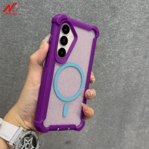 Luxury Glitter Armor Case For Samsung Galaxy S25 Ultra Wireless Charging Cover for Samsung S25 S24 Plus Cover