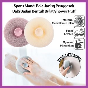 Spons Mandi Bola Jaring Shower Puff Penggosok Daki Badan Kulit Punggung Busa Lembut - FR GALLERY