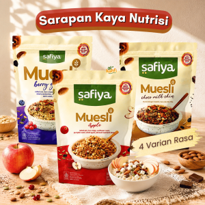 Muesli Safiya 1 Kg Oatmeal Dried Fruit Almond | Sereal Diet Sarapan Sehat Premium