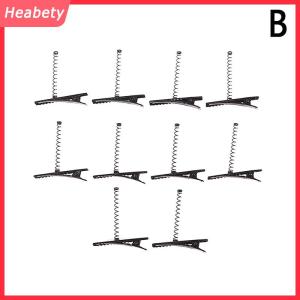 Heabety 10PCS đen kim loại Pinch Alligator tóc Clip 40mm với dây cuộn mùa xuân thủ công kẹp tóc cho bữa tiệc thời trang ủng hộ trẻ em Đồ chơi