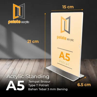 acrylic Tempat / Stand QR Code / Nomor Meja / tent holder / akrilik tent card A5 tempat brosur Meja / Tanda Pembatas