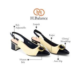 HBalance Sepatu Heels Wanita Kerja Pantofel Slingback Hak 5 cm Sandal Mules H9011