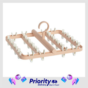 KL018 Foldable Multi-Functional Drying Rack 24 Clips Multifunctional Rack Securely Socks Underwear Rotatable Hooks