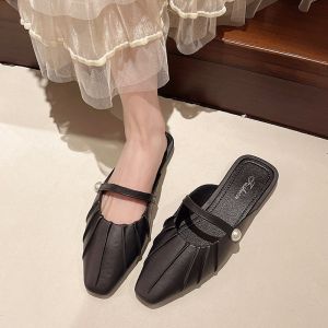 Free Shipping Casual Slip-On Sandals Closed-Toe Sandals Butterfly-Strap Sandals WomenS Summer Outdoor Wear New Versatile Flat Shoes Easy-To-Wear Slip-Ons