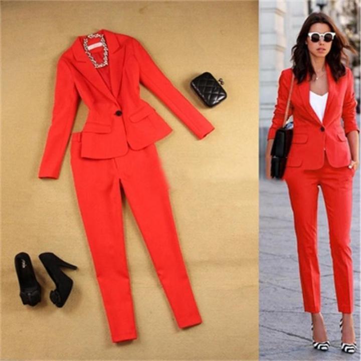 Red Pantsuit for Women, Red Formal Pants Suit Set for Women