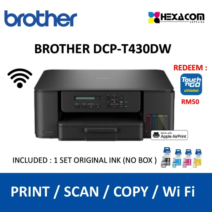 Brother DCP-T430W Inkjet Printer with Print Scan Copy and Wireless Connection