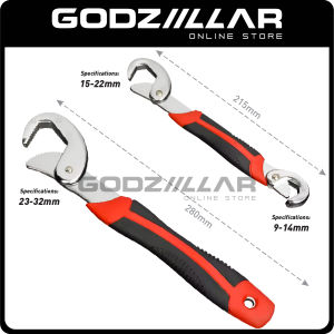 (2 Pcs) Adjustable Wrench Multi-Function Universal Grip Spanner Quick Snap Set Spanar Serbaguna