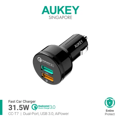 Aukey CC-T7 Dual Port Car Charger QC 3.0 (24 Months Warranty)